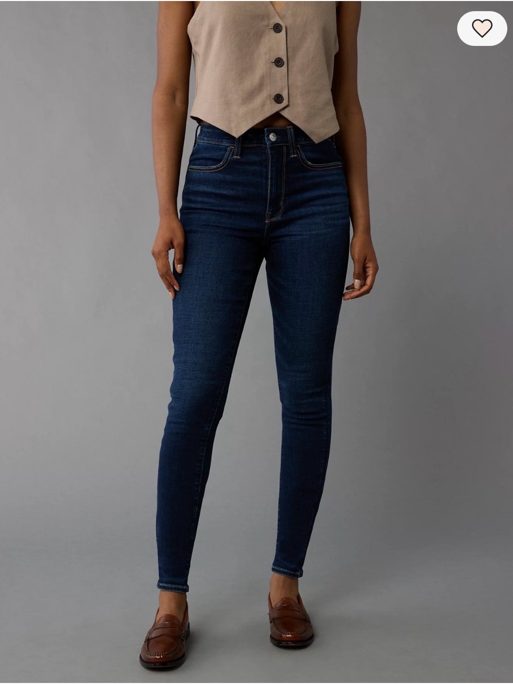 American Eagle Outfitters Women's Dark Blue High-Rise Skinny Jeans